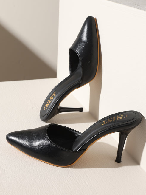 GNIST Classy Pointed Mule Black Stiletto Heel